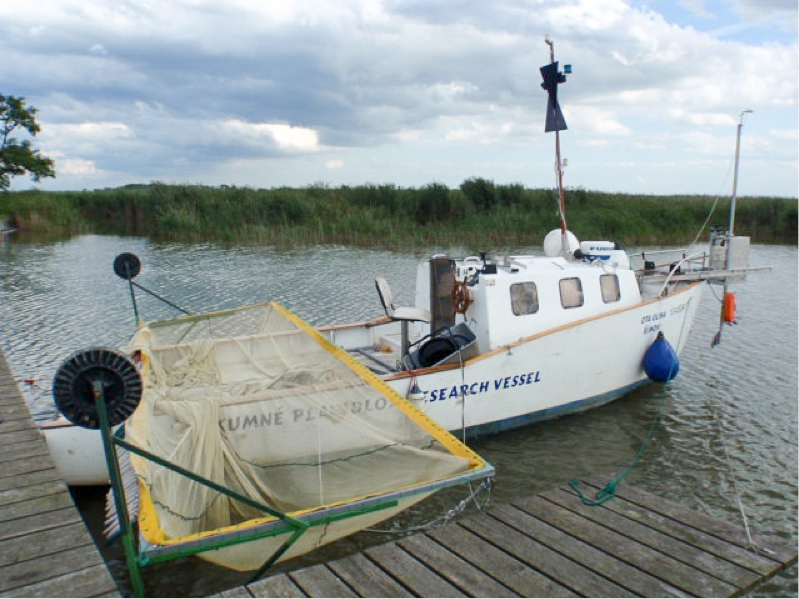 Schleppnetz an Bord des Forschungsschiffs Ota Oliva